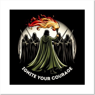 Ignite Your Courage - A Lone Guardian Confronts Shadowy Wraiths - Fantasy Posters and Art